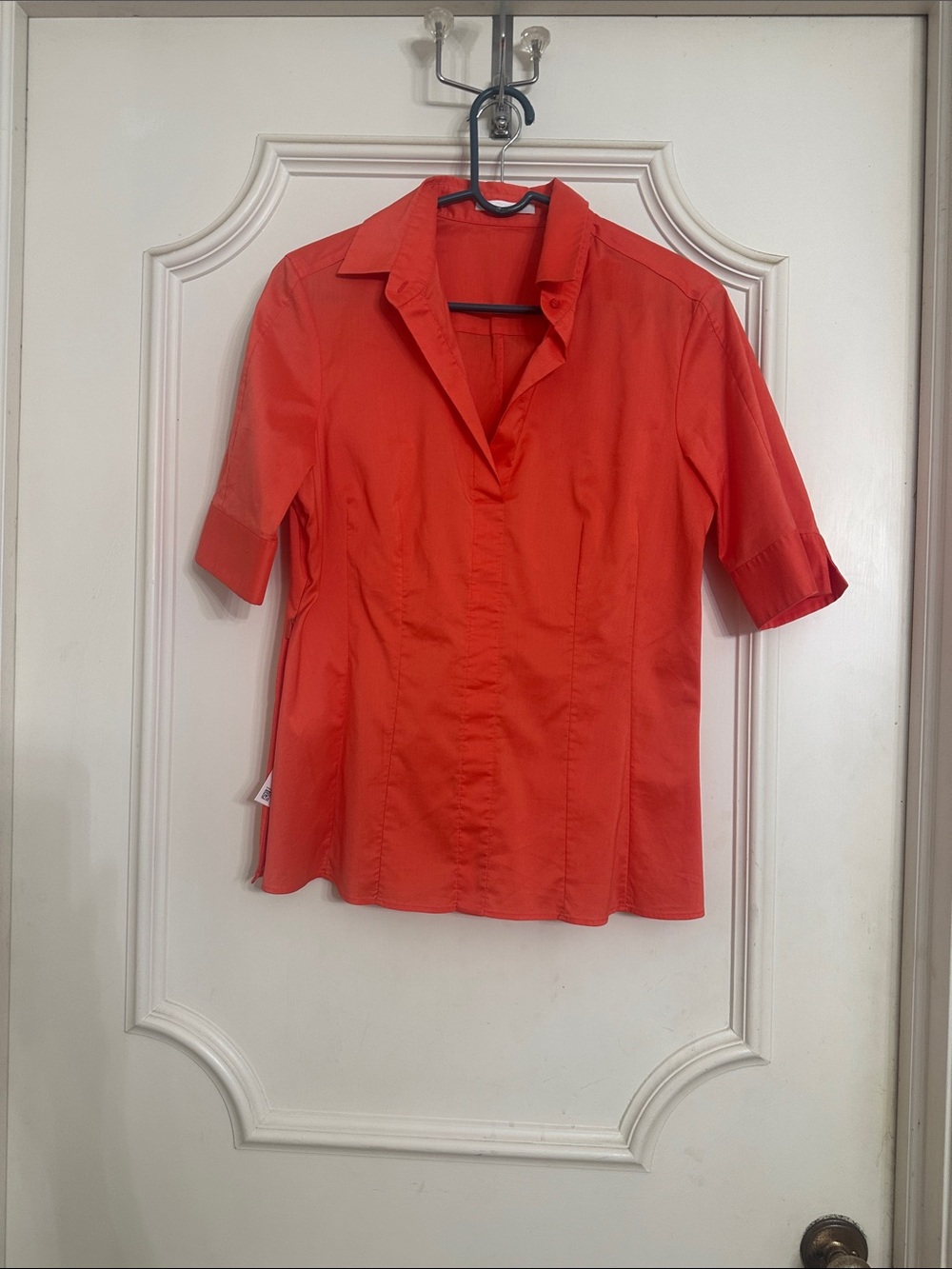 Hugo Boss Short-Sleeve Button-Down Shirt in Bright Orange